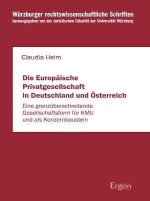 cover image of Die Europäische Privatgesellschaft in Deutschland und Österreich